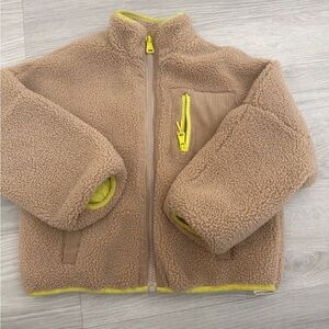 Zara Tan Fleece Jacket with Yellow Trim